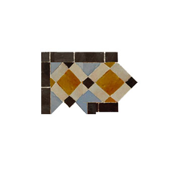 Mosaic House Moroccan tile Fes B Corner 8-11-17-6 Ochre Beige Sky blue Black  zellige, mosaic, zellij, border, glaze, traditonal, classic 